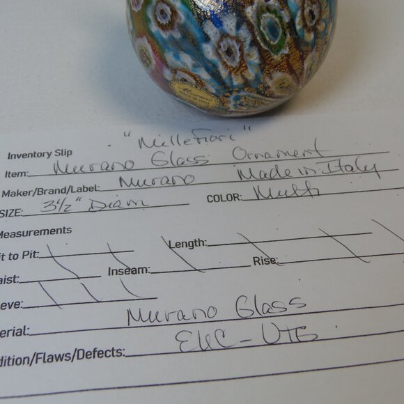 Vintage Murano Millifiore 24k Gold Leaf Glass Ornament 3.5" Diam MCM Elegant Ita - Picture 2 of 7